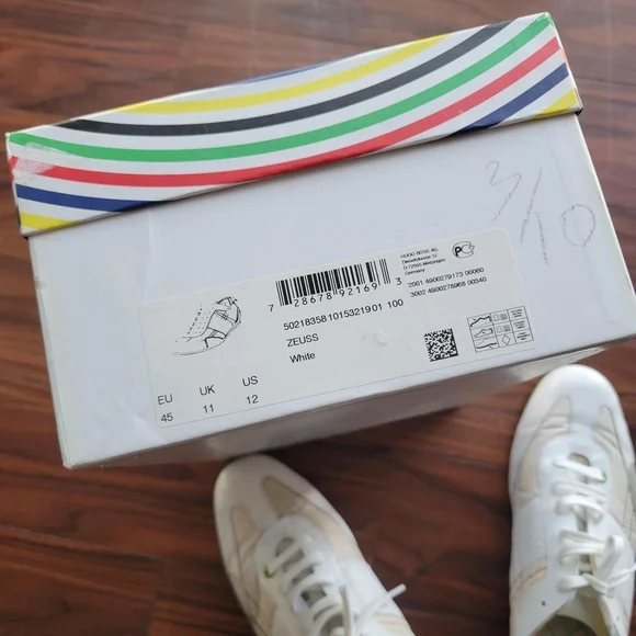 Hugo Boss White Leather Retro Sneakers Size 12 - Picture 9 of 9